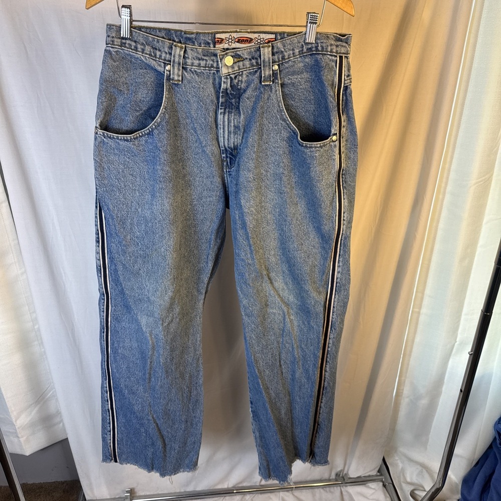 Vintage Zonz  Jeans Men JNCO Style Rave Wide Leg Baggy 90s Y2K 32x29 Stripe